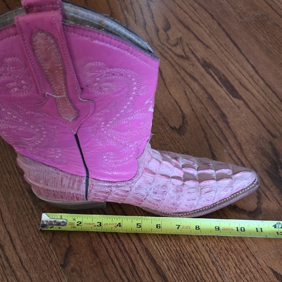 Vaquera (Mexico) Size 7 Women Genuine Leather Alligator Pink Dyed Western Boots - Picture 12 of 15